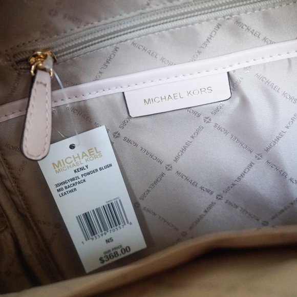 Michael Kors Kenly Medium Backpack Pebbled Leather Pink Gold Toned Studs